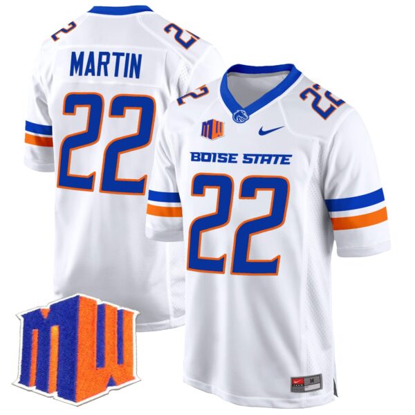 Boise State Broncos 2024 Game Jersey – All Stitched – White – Doug Martin Jersey
