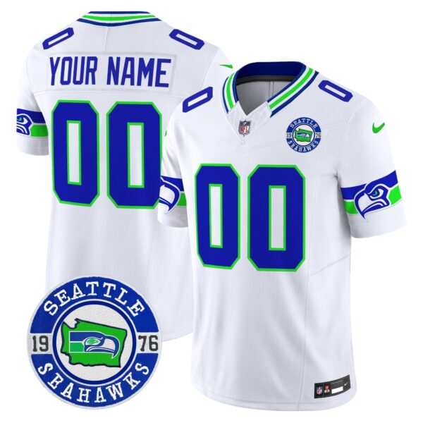 Seahawks 2024 Seattle Est. 1976 Patch Vapor Limited Custom Jersey – All Stitched – White Jersey