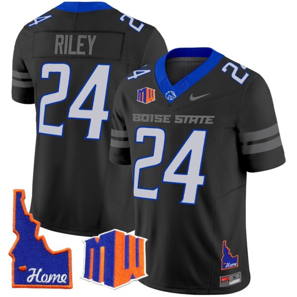 Boise State Broncos 2024 Home Patch Vapor Limited Jersey – All Stitched – Black – Dylan Riley Jersey