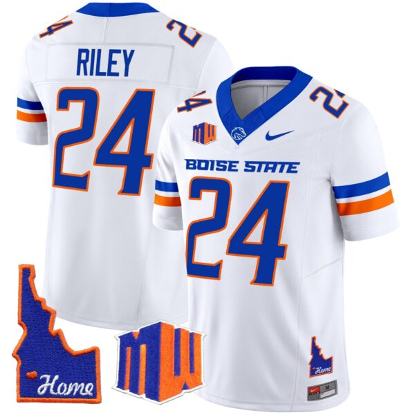 Boise State Broncos 2024 Home Patch Vapor Limited Jersey – All Stitched – White – Dylan Riley Jersey