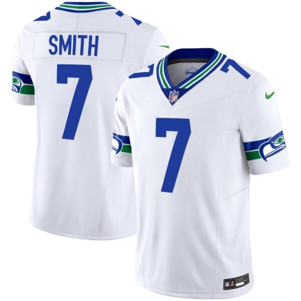 Seahawks Throwback & Gold Vapor Limited Jersey – All Stitched – White – Geno Smith Jersey