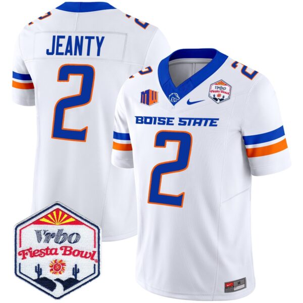 Boise State Broncos 2024 The Fiesta Bowl Patch Vapor Limited Jersey – All Stitched – White – Ashton Jeanty Jersey