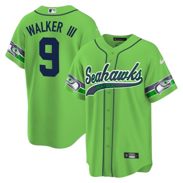 Seahawks Throwback & Gold Cool Base Jersey V2 – All Stitched – Green – Walker III Jersey