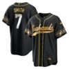 Seahawks Throwback & Gold Cool Base Jersey V2 – All Stitched – Black Limited – Geno Smith Jersey
