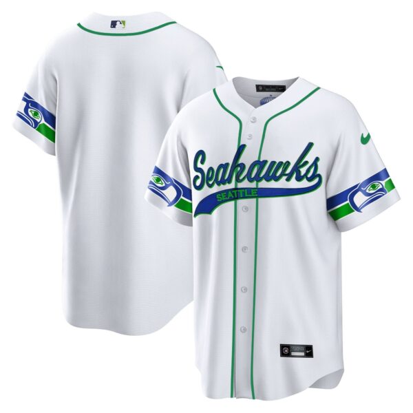 Seahawks Throwback & Gold Cool Base Jersey V2 – All Stitched – White – Team Jersey