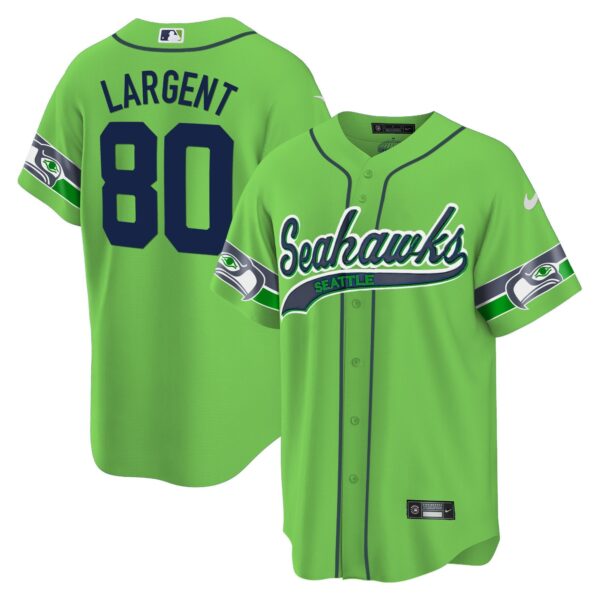 Seahawks Throwback & Gold Cool Base Jersey V2 – All Stitched – Green – Steve Largent Jersey