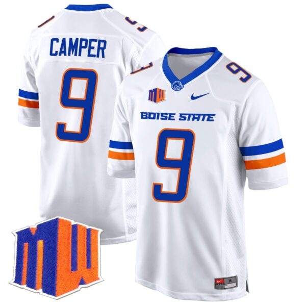 Boise State Broncos 2024 Game Jersey – All Stitched – White – Cameron Camper Jersey