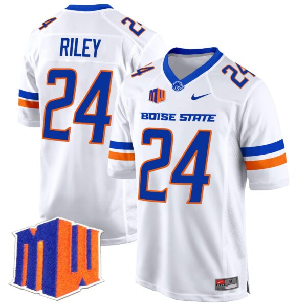 Boise State Broncos 2024 Game Jersey – All Stitched – White – Dylan Riley Jersey