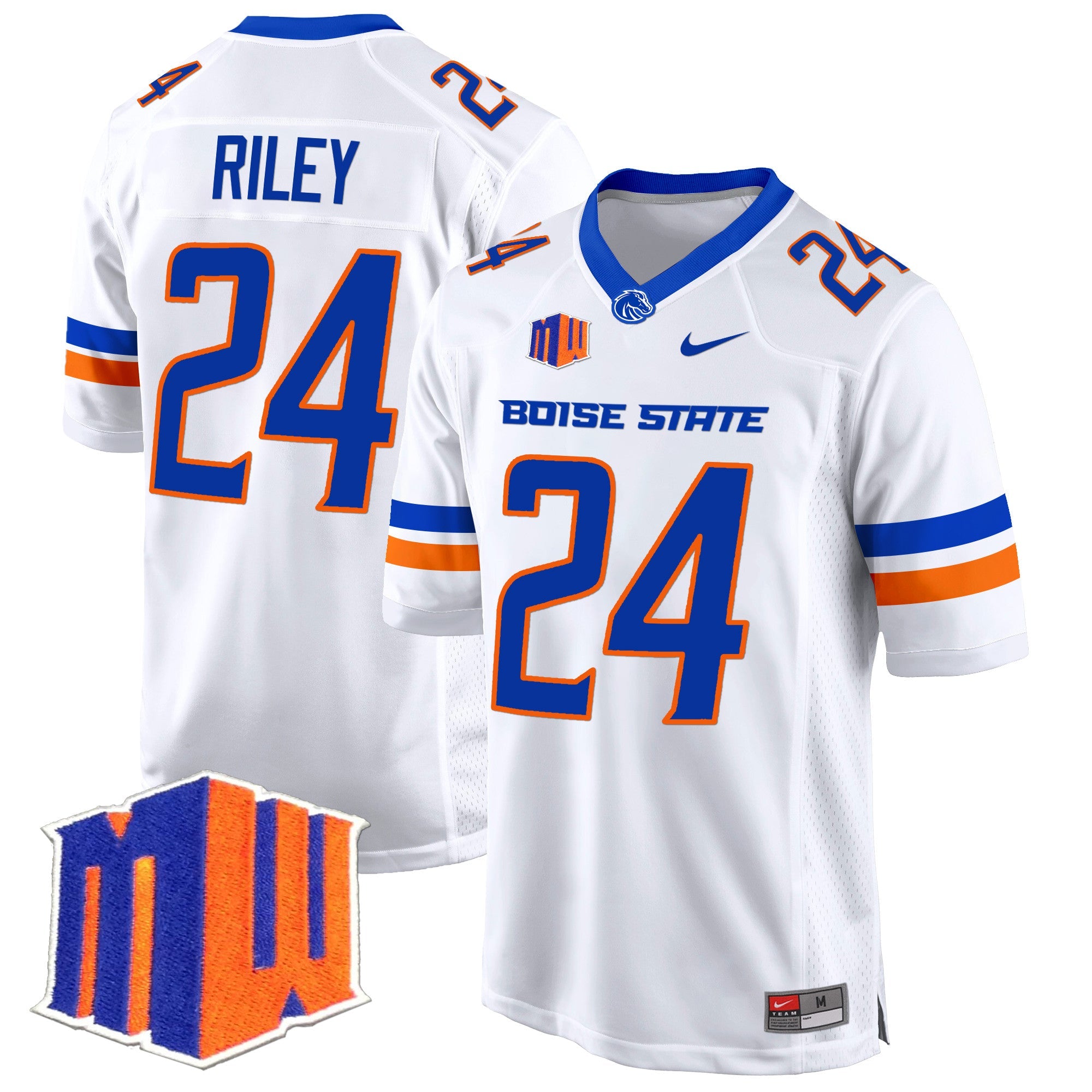 Boise State Broncos 2024 Game Jersey – All Stitched – White – Dylan Riley Jersey