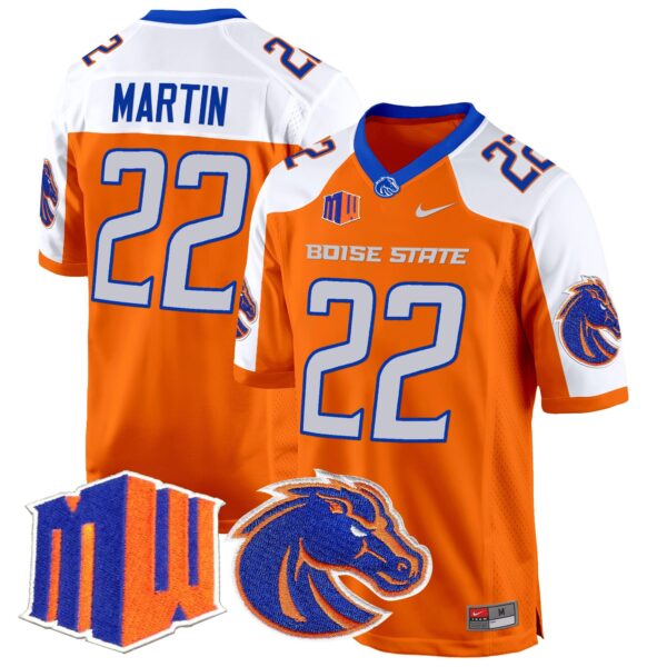 Boise State Broncos 2024 Game Jersey – All Stitched – Orange Alternate – Doug Martin Jersey