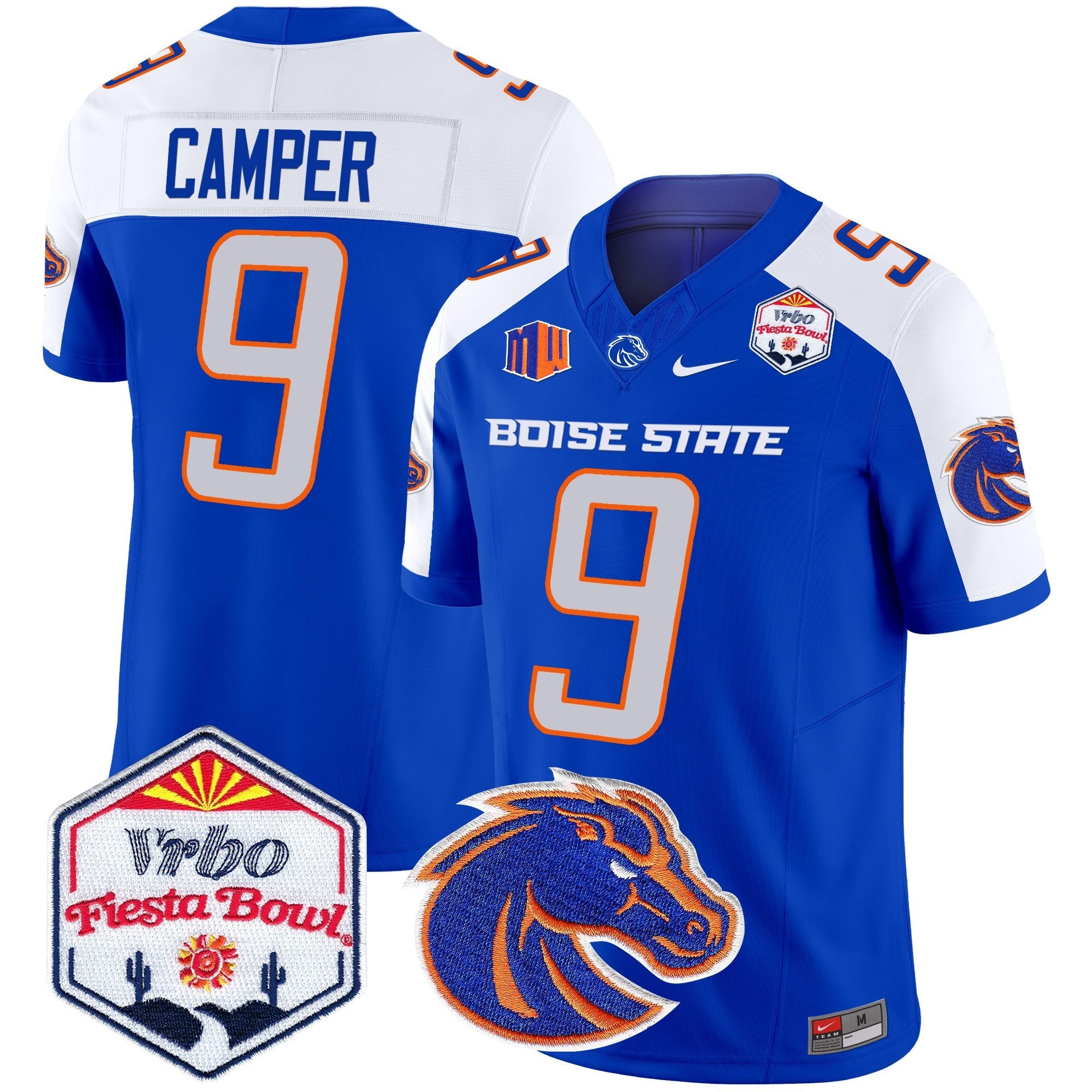 Boise State Broncos 2024 The Fiesta Bowl Patch Vapor Limited Jersey – All Stitched – Royal Alternate – Cameron Camper Jersey