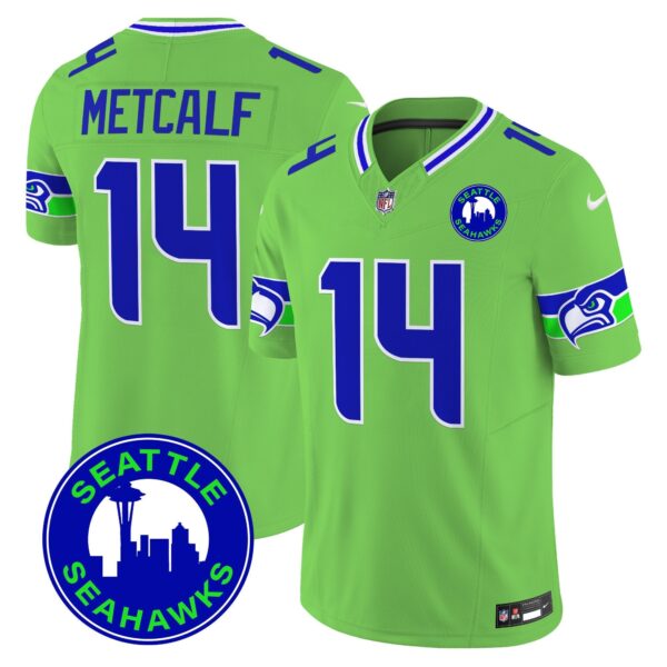 Seahawks 2024 Seattle City Patch Vapor Limited Jersey – All Stitched – Green – DK Metcalf Jersey