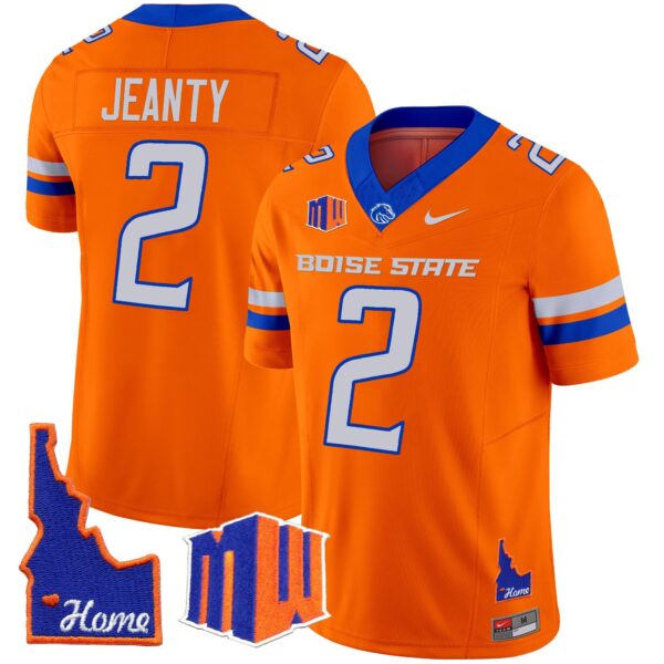 Boise State Broncos 2024 Home Patch Vapor Limited Jersey – All Stitched – Orange – Ashton Jeanty Jersey