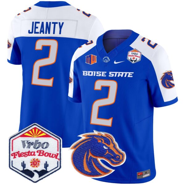 Boise State Broncos 2024 The Fiesta Bowl Patch Vapor Limited Jersey – All Stitched – Royal Alternate – Ashton Jeanty Jersey