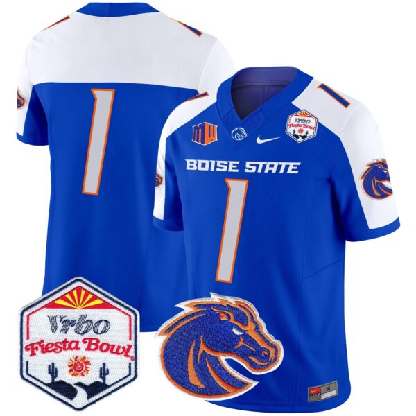 Boise State Broncos 2024 The Fiesta Bowl Patch Vapor Limited Jersey – All Stitched – Royal Alternate – #1 Team Jersey