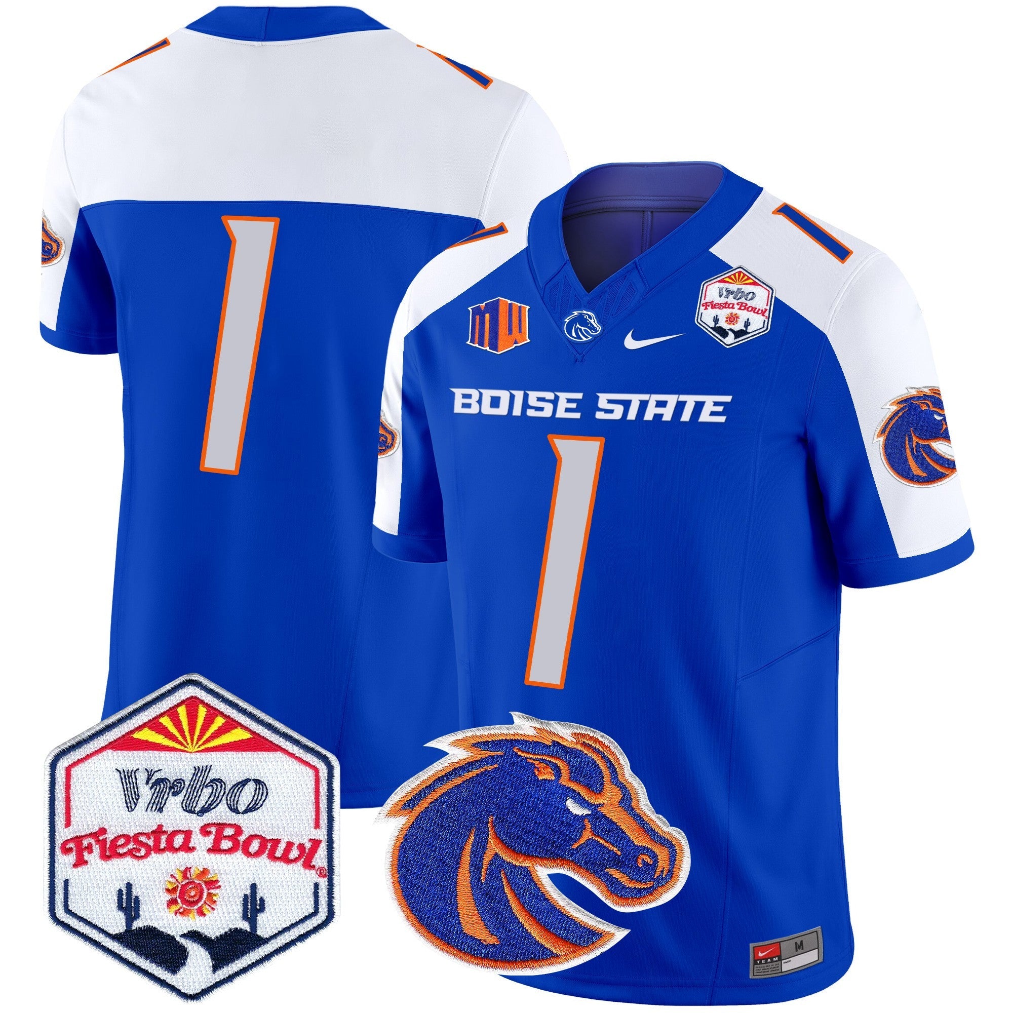 Boise State Broncos 2024 The Fiesta Bowl Patch Vapor Limited Jersey – All Stitched – Royal Alternate – #1 Team Jersey