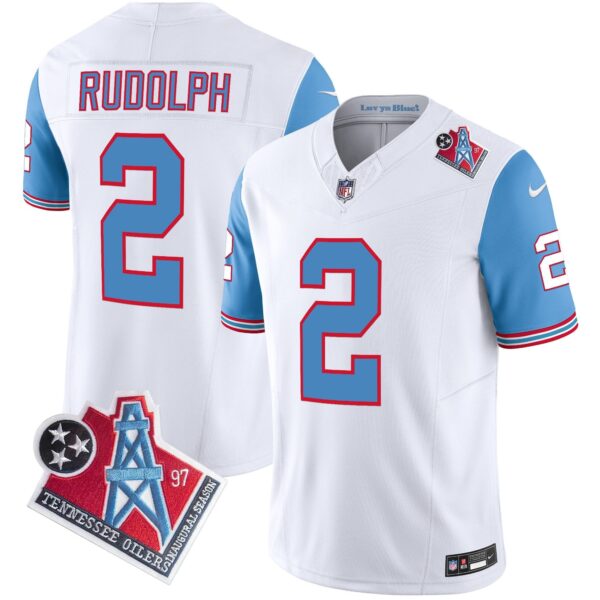 Titans 1997 Throwback Limited Vapor Jersey V2 – All Stitched – Blue Sleeves – Mason Rudolph Jersey