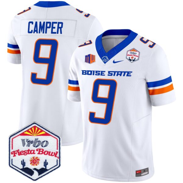 Boise State Broncos 2024 The Fiesta Bowl Patch Vapor Limited Jersey – All Stitched – White – Cameron Camper Jersey