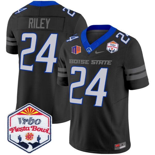 Boise State Broncos 2024 The Fiesta Bowl Patch Vapor Limited Jersey – All Stitched – Black – Dylan Riley Jersey