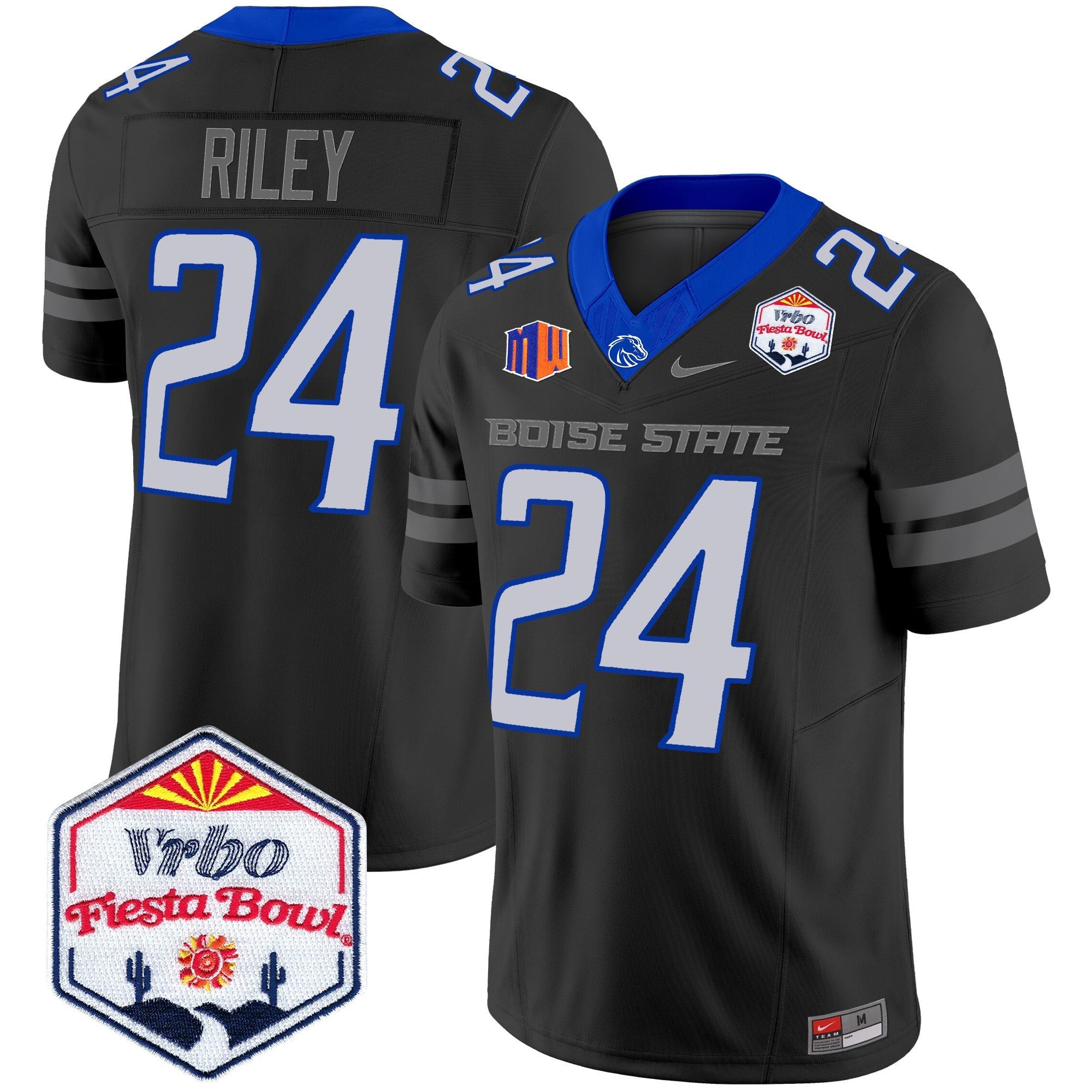Boise State Broncos 2024 The Fiesta Bowl Patch Vapor Limited Jersey – All Stitched – Black – Dylan Riley Jersey