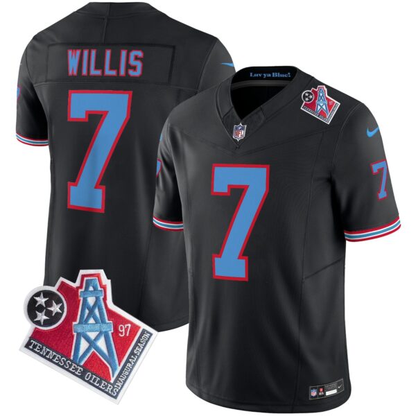 Titans 1997 Throwback Limited Vapor Jersey V2 – All Stitched – Black – Malik Willis Jersey
