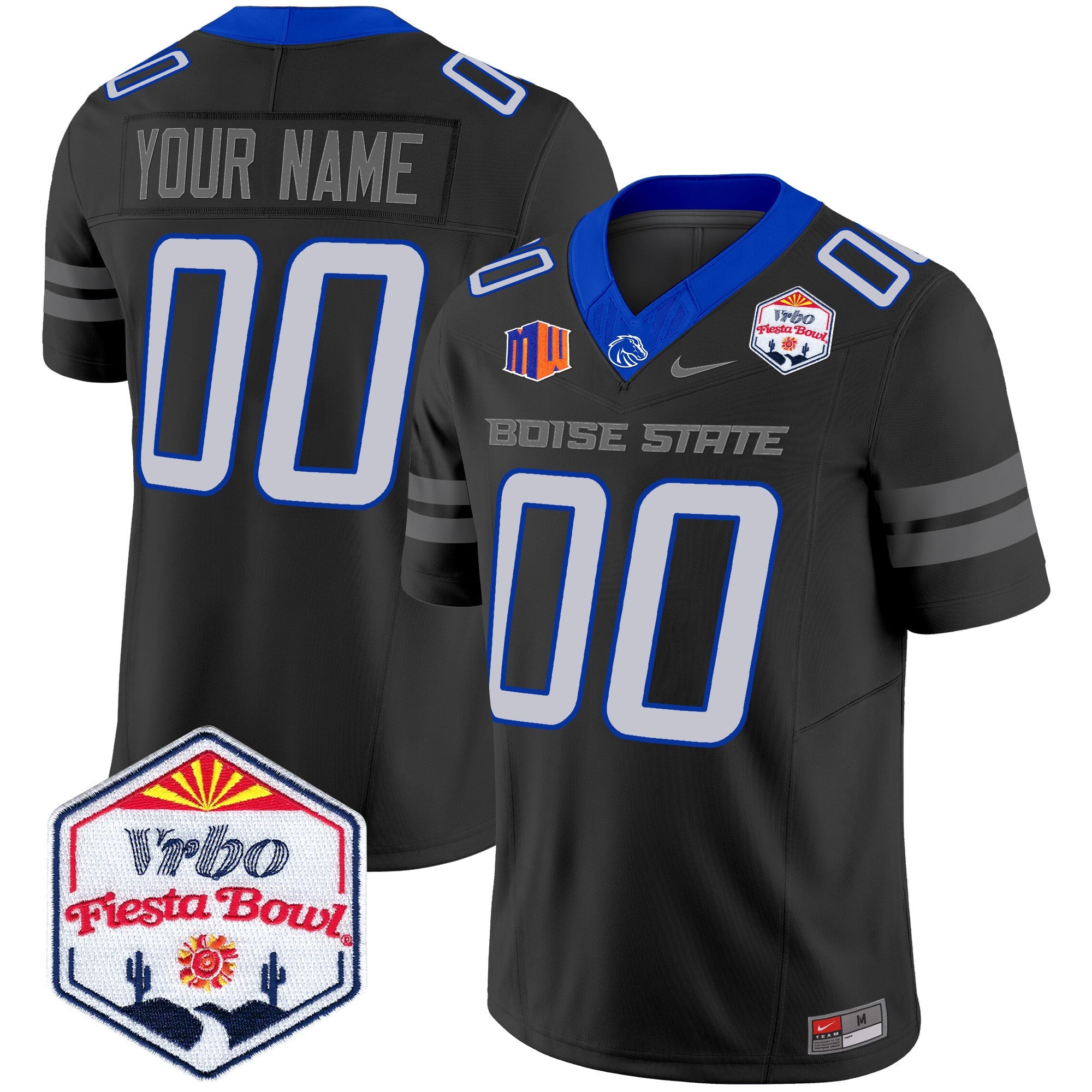 Boise State Broncos 2024 The Fiesta Bowl Patch Vapor Limited Custom Jersey – All Stitched – Black Jersey