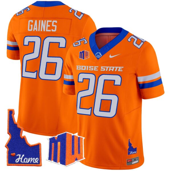 Boise State Broncos 2024 Home Patch Vapor Limited Jersey – All Stitched – Orange – Sire Gaines Jersey