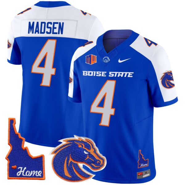 Boise State Broncos 2024 Home Patch Vapor Limited Jersey – All Stitched – Royal Alternate – Maddux Madsen Jersey