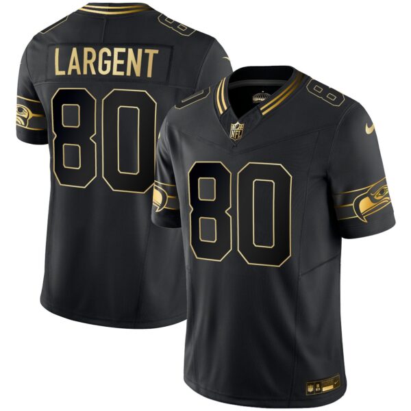 Seahawks Throwback & Gold Vapor Limited Jersey – All Stitched – Black Gold – Steve Largent Jersey