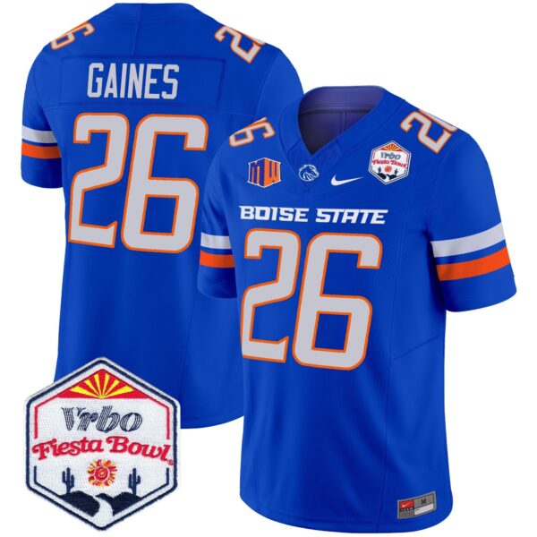 Boise State Broncos 2024 The Fiesta Bowl Patch Vapor Limited Jersey – All Stitched – Royal – Sire Gaines Jersey