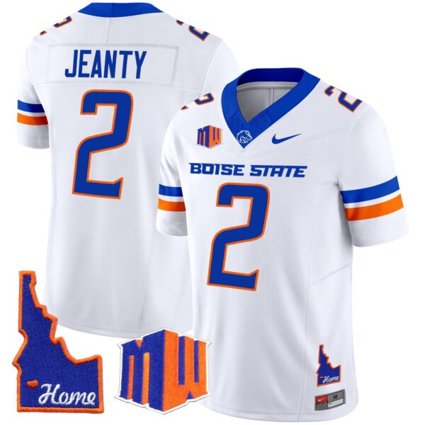 Boise State Broncos 2024 Home Patch Vapor Limited Jersey – All Stitched – White – Ashton Jeanty Jersey