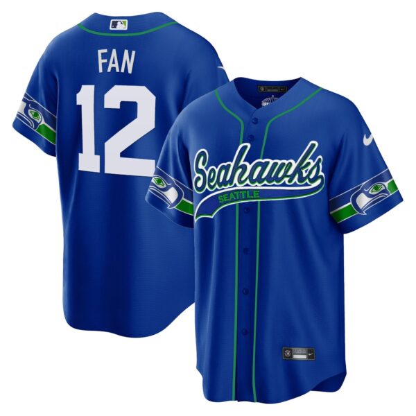 Seahawks Throwback & Gold Cool Base Jersey V2 – All Stitched – Royal – 12th Fan Jersey