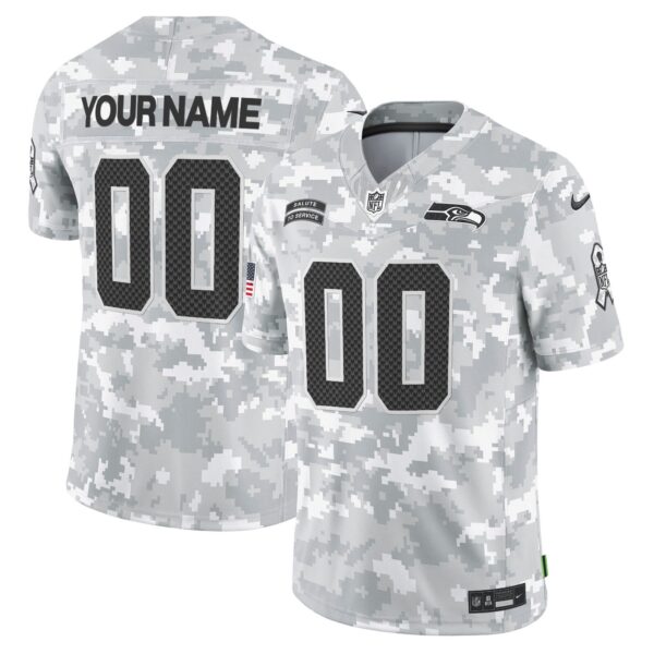 Seahawks 2024 Salute to Service Vapor Limited Custom Jersey – Arctic Camo – All Stitched – Custom Jersey