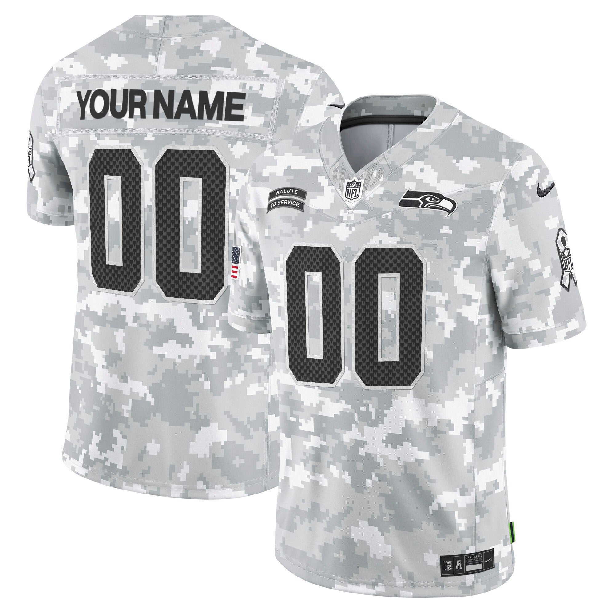 Seahawks 2024 Salute to Service Vapor Limited Custom Jersey – Arctic Camo – All Stitched – Custom Jersey