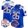 Boise State Broncos 2024 The Fiesta Bowl Patch Vapor Limited Jersey – All Stitched – Royal Alternate – Sire Gaines Jersey
