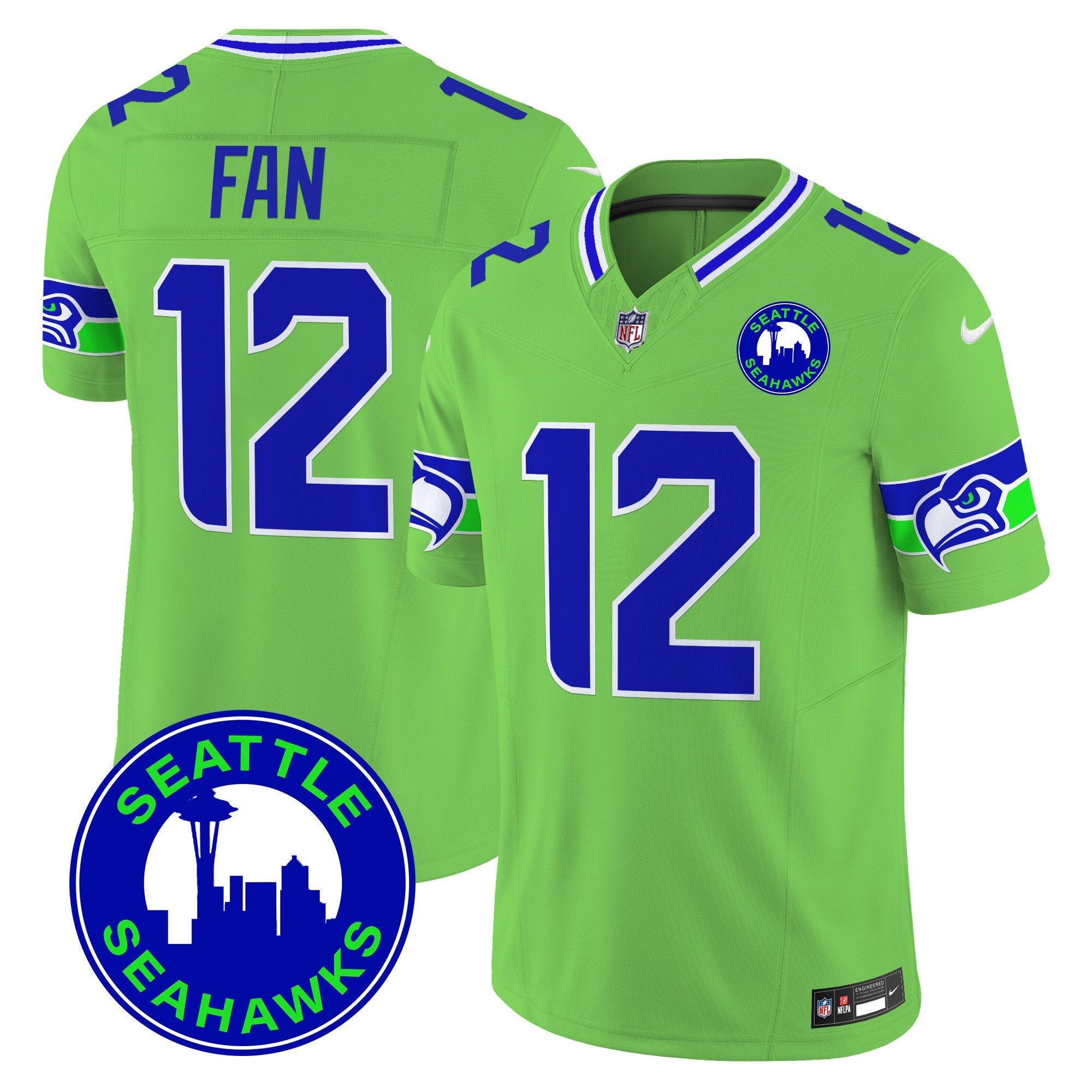 Seahawks 2024 Seattle City Patch Vapor Limited Jersey – All Stitched – Green – 12Th Fan Jersey