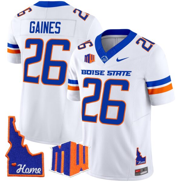 Boise State Broncos 2024 Home Patch Vapor Limited Jersey – All Stitched – White – Sire Gaines Jersey