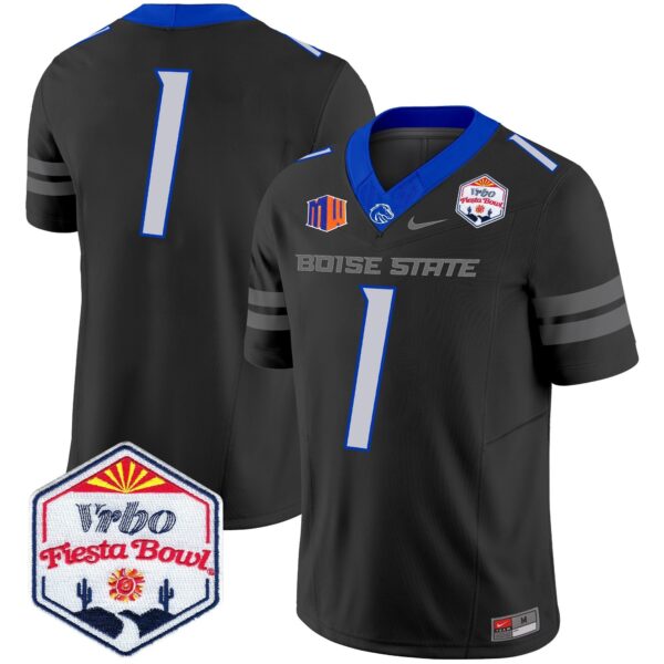 Boise State Broncos 2024 The Fiesta Bowl Patch Vapor Limited Jersey – All Stitched – Black – #1 Team Jersey