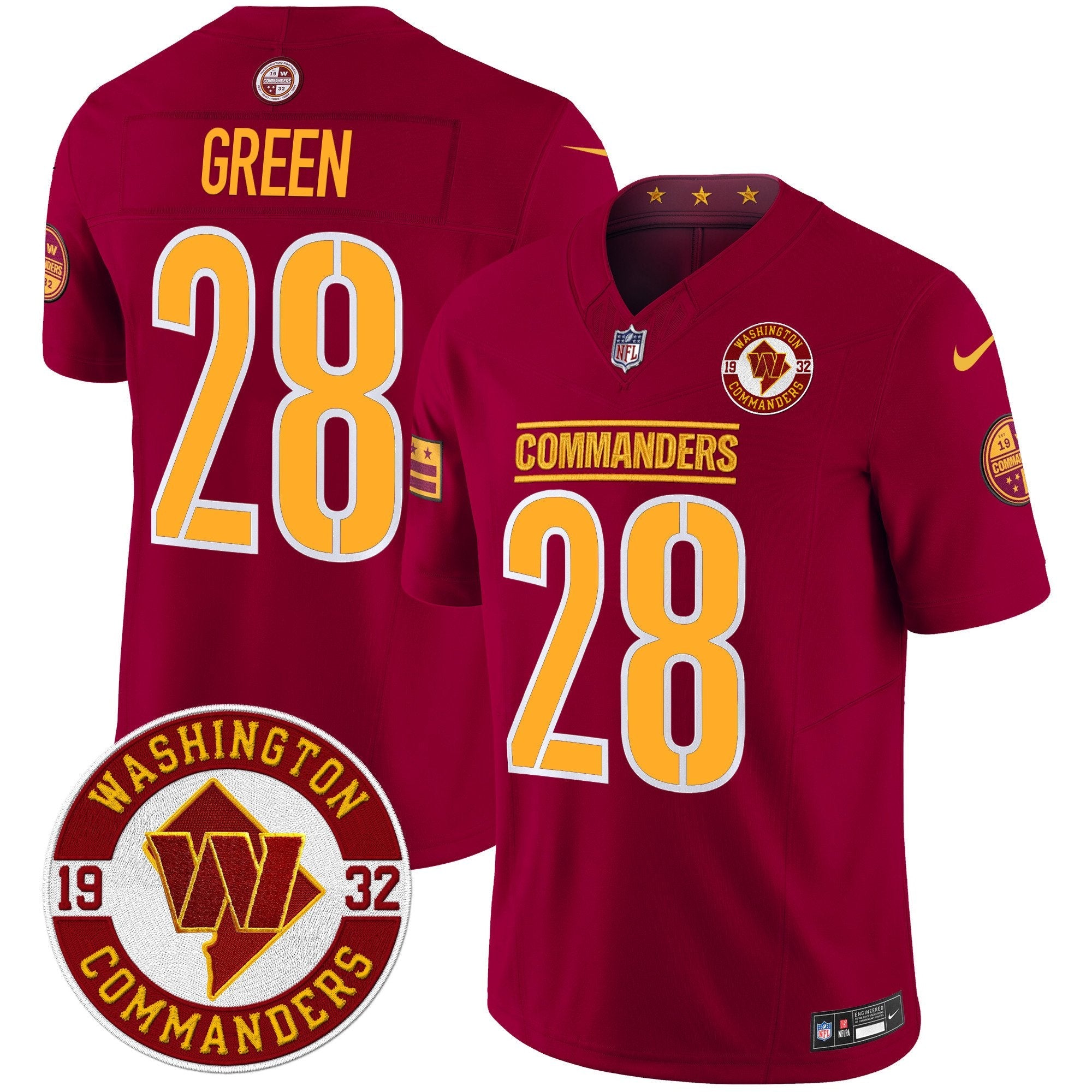Washington Commanders 2024 Vapor Limited Jersey – Est. 1932 Patch – All Stitched – Burgundy – Darrell Green Jersey