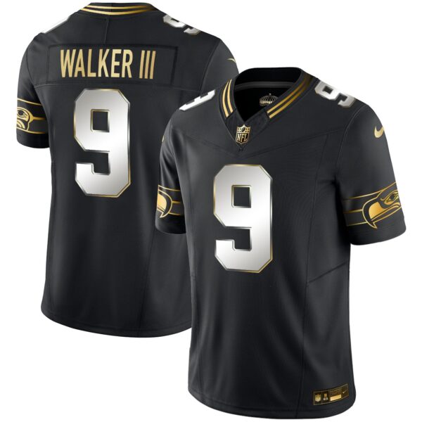 Seahawks Throwback & Gold Vapor Limited Jersey – All Stitched – Black Limited – Walker III Jersey