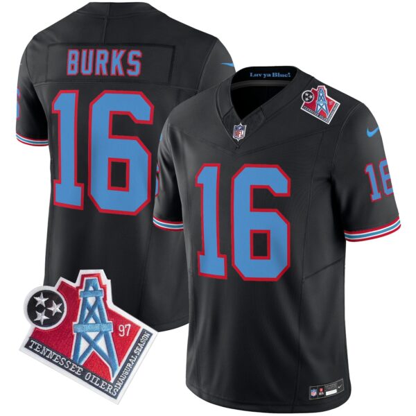 Titans 1997 Throwback Limited Vapor Jersey V2 – All Stitched – Black – Treylon Burks Jersey