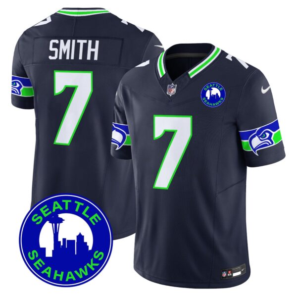 Seahawks 2024 Seattle City Patch Vapor Limited Jersey – All Stitched – Navy – Geno Smith Jersey