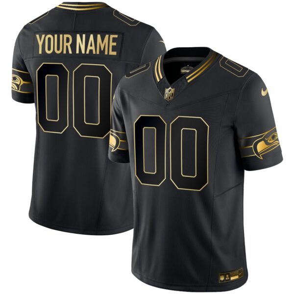 Seahawks Throwback & Gold Vapor Limited Custom Jersey – All Stitched – Black Gold Jersey