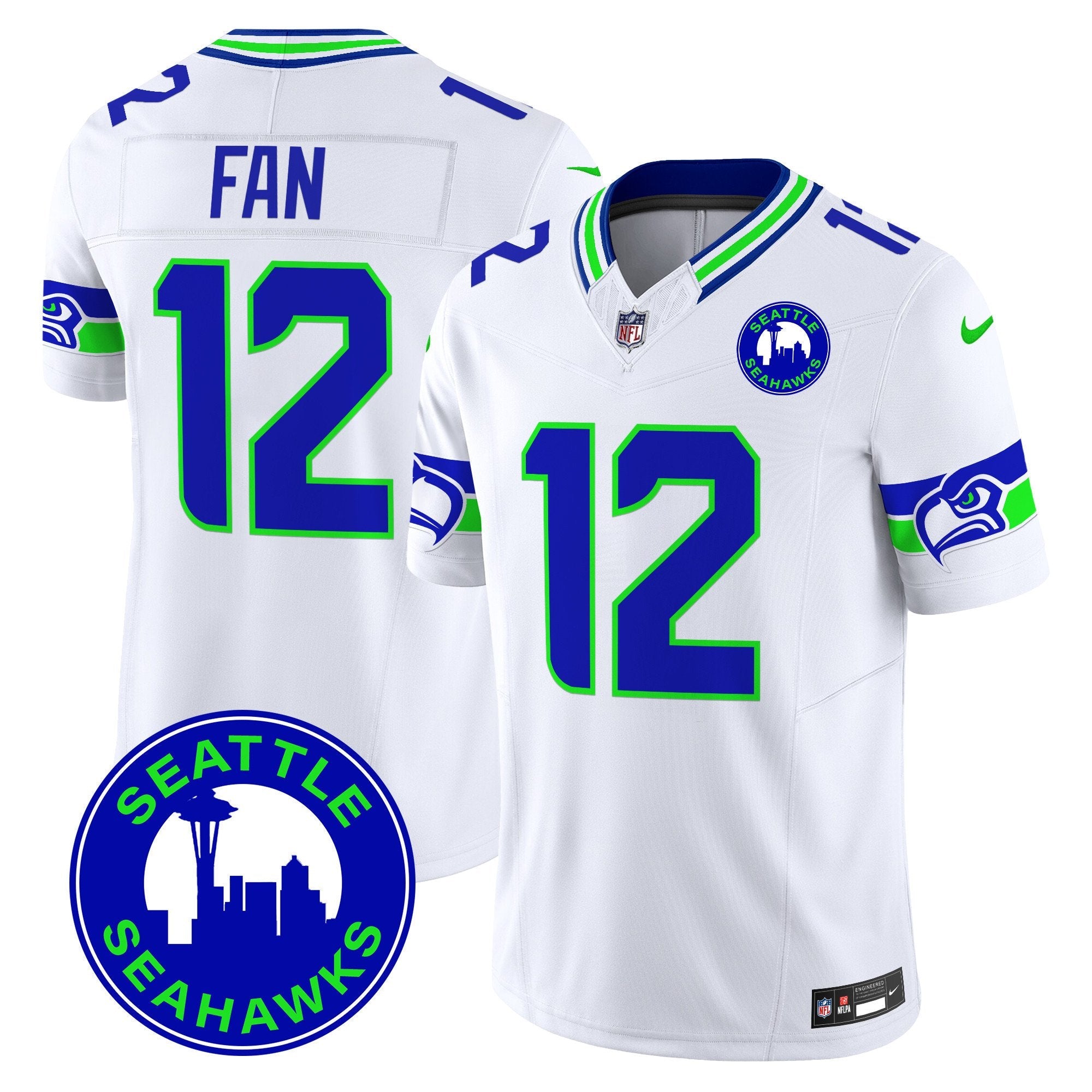 Seahawks 2024 Seattle City Patch Vapor Limited Jersey – All Stitched – White – 12Th Fan Jersey