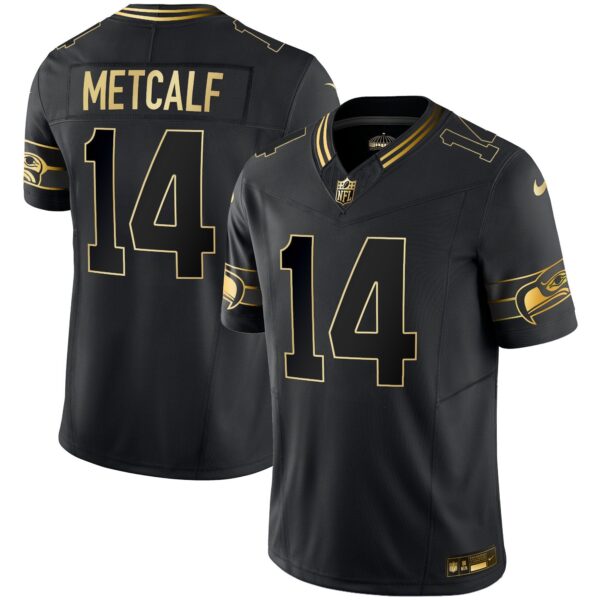 Seahawks Throwback & Gold Vapor Limited Jersey – All Stitched – Black Gold – DK Metcalf Jersey