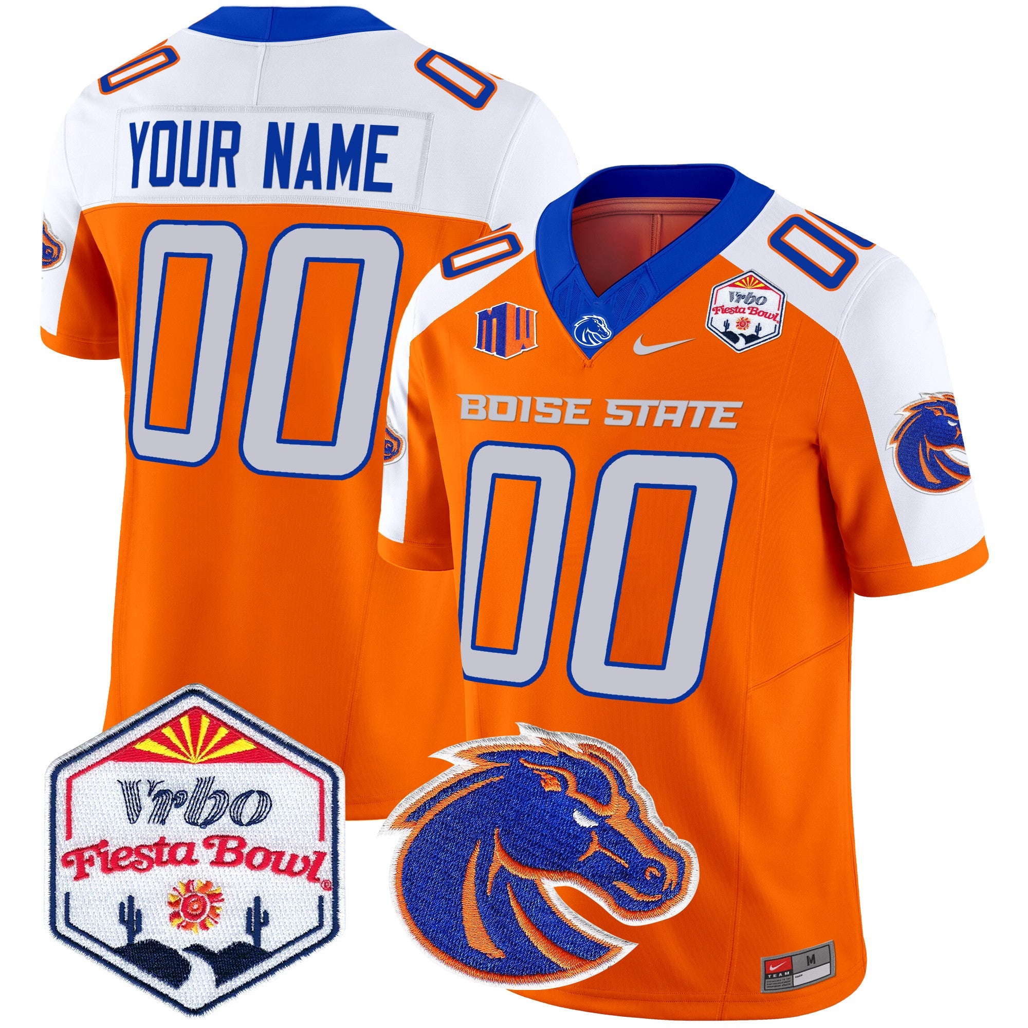 Boise State Broncos 2024 The Fiesta Bowl Patch Vapor Limited Custom Jersey – All Stitched – Orange Alternate Jersey
