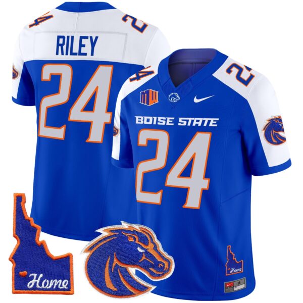 Boise State Broncos 2024 Home Patch Vapor Limited Jersey – All Stitched – Royal Alternate – Dylan Riley Jersey