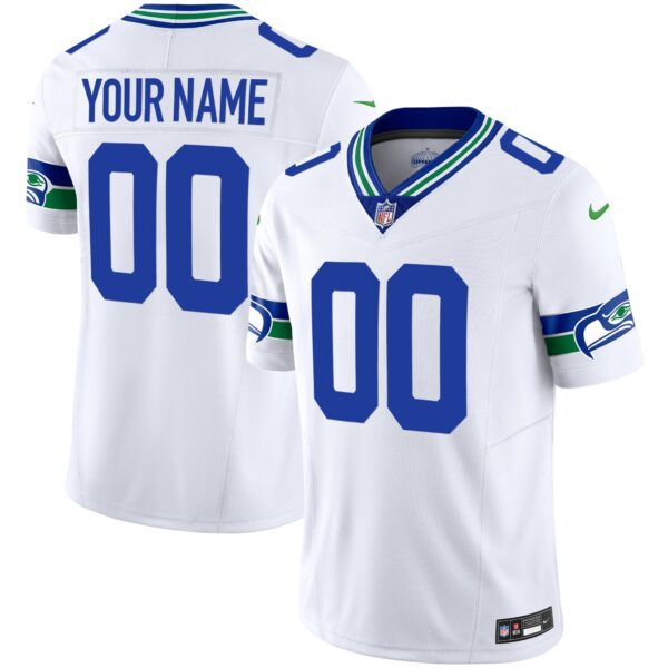 Seahawks Throwback & Gold Vapor Limited Custom Jersey – All Stitched – White Jersey