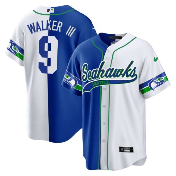 Seahawks Throwback & Gold Cool Base Jersey V2 – All Stitched – Split – Walker III Jersey