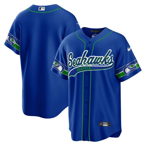 Seahawks Throwback & Gold Cool Base Jersey V2 – All Stitched – Royal – Team Jersey